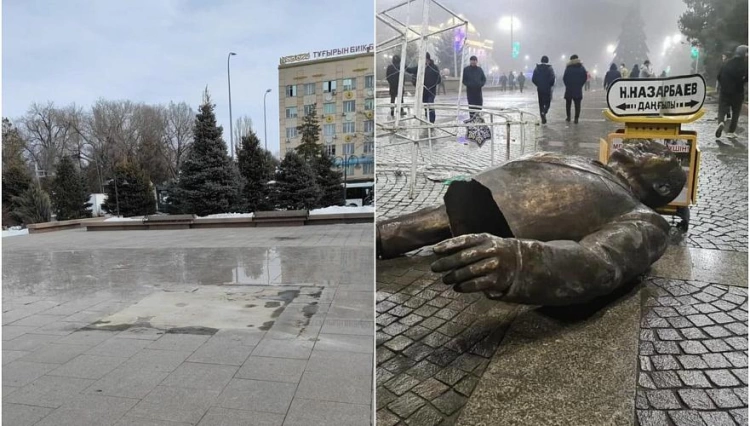 Постамент памятника Назарбаеву снесли ночью в Талдыкоргане