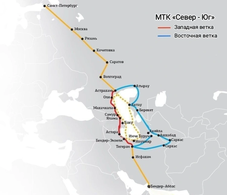 Растут объемы контейнерных перевозок по западному и восточному маршрутам МТК «Север – Юг»
